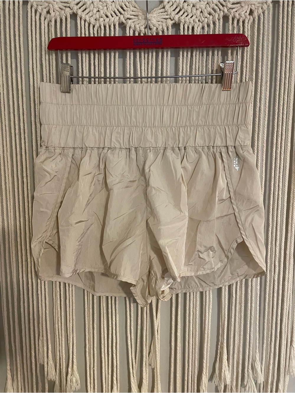 FP Movement by Free People Cream Elastic-Waist Athletic Shorts